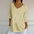 thumbnail image 2 of WRKEKC 3/4 Sleeve Tops for Women V Neck Print Casual Loose Fit Pullover T Shirt or Blouse for Versatile Wear, 2 of 5