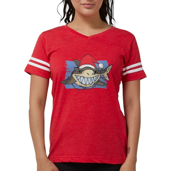 CafePress - Christmas Shark T Shirt - Womens Football Shirt