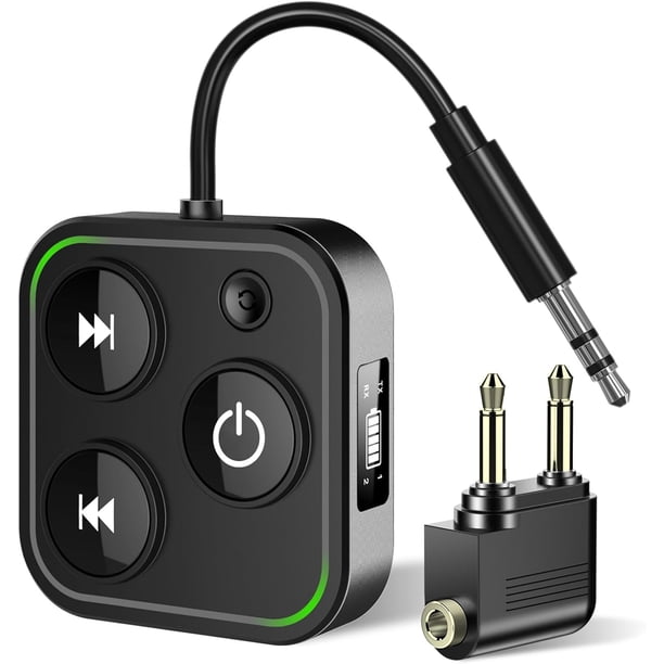 Receptor transmisor Bluetooth 5.4 Pro 2026, adaptador de audio inalámbrico 2 en 1 para avión/TV/PC/Gimnasio - Auricular de doble enlace, baja lcia, visualización de batería, micrófono integrado