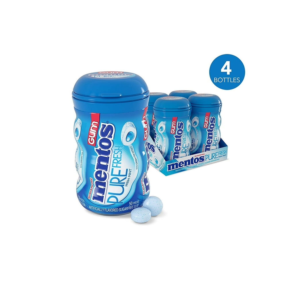 Mentos Pure Fresh SugarFree Chewing Gum with Xylitol, Fresh Mint, 50
