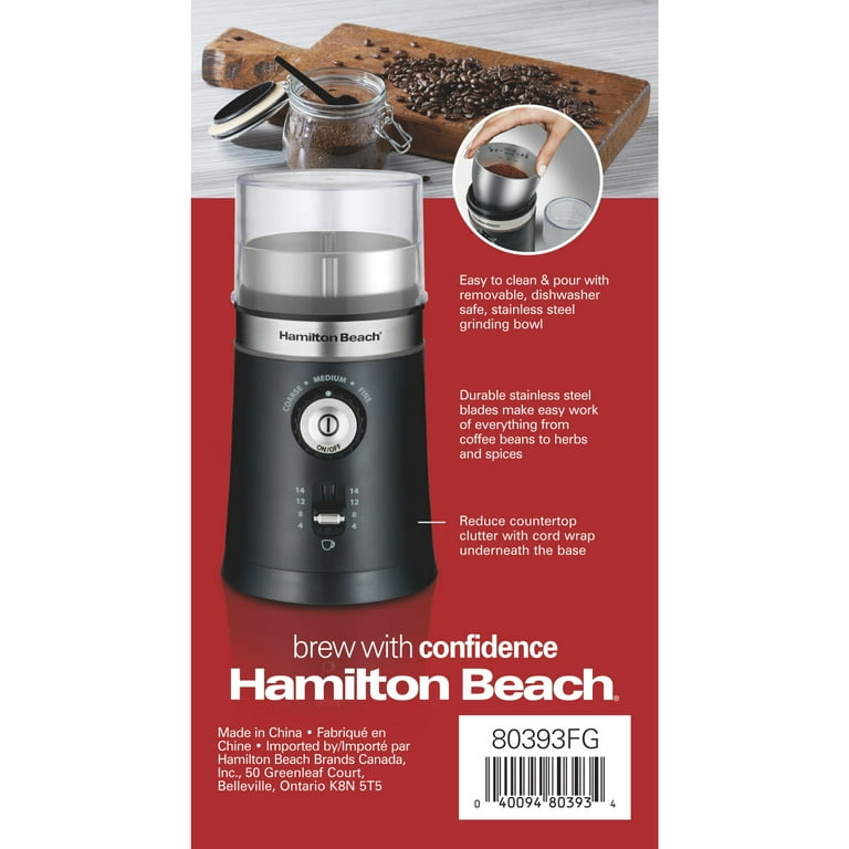 Hamilton Beach Fresh Bean Electric Coffee Grinder with Removable
