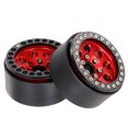 thumbnail image 2 of yeacher 4 Pcs Jantes de Roues en Alliage d'Aluminium de 2,2 Pouces pour Voitures d'Escalade, Conception à 8 Trous en Noir avec Accents Rouges, Longueur Hexagonale 12 mm, 2 of 6
