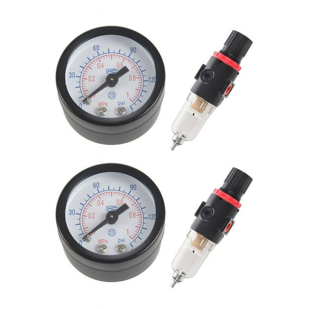 2X 1/4 Filtro de Compresor de Aire Separador de Agua Kit de Herramientas de Trampa con Regulador AFR-2000