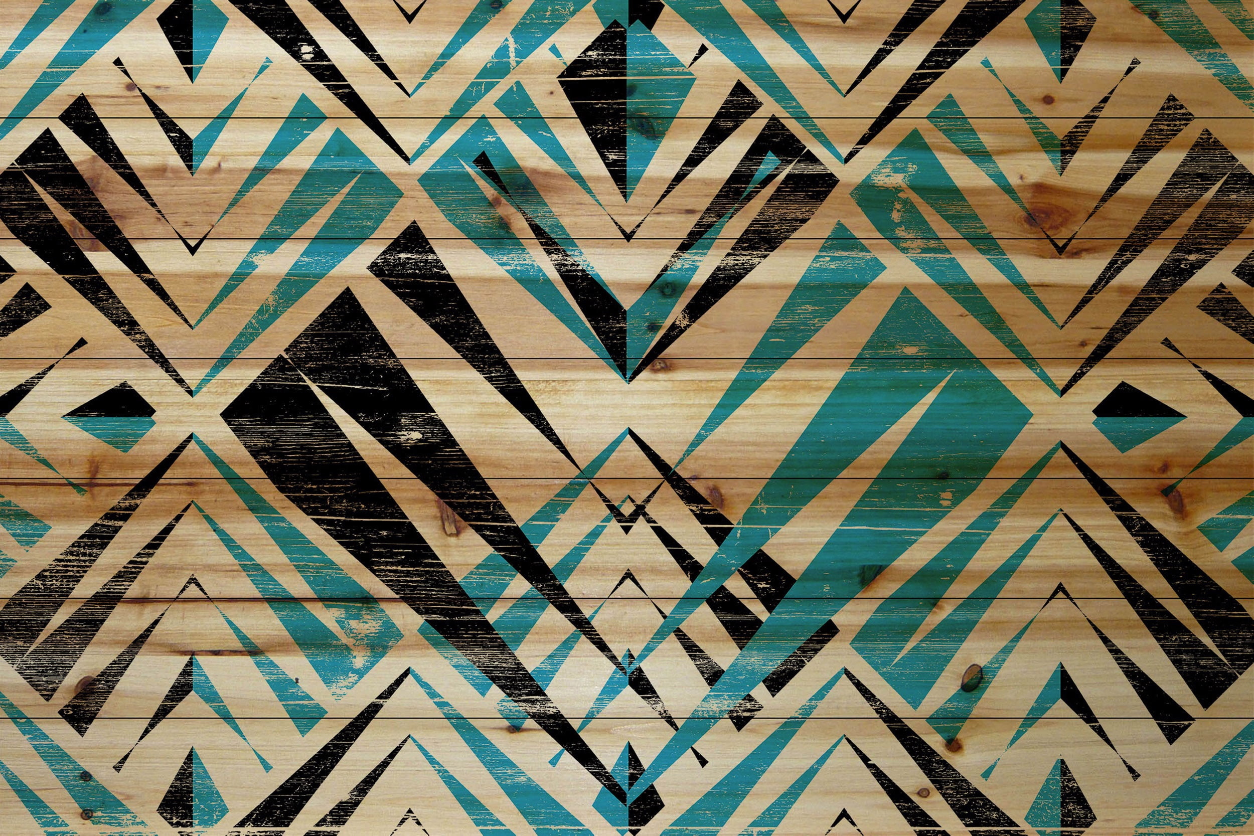 "Visions of Teeth" Painting Print on Natural Pine Wood