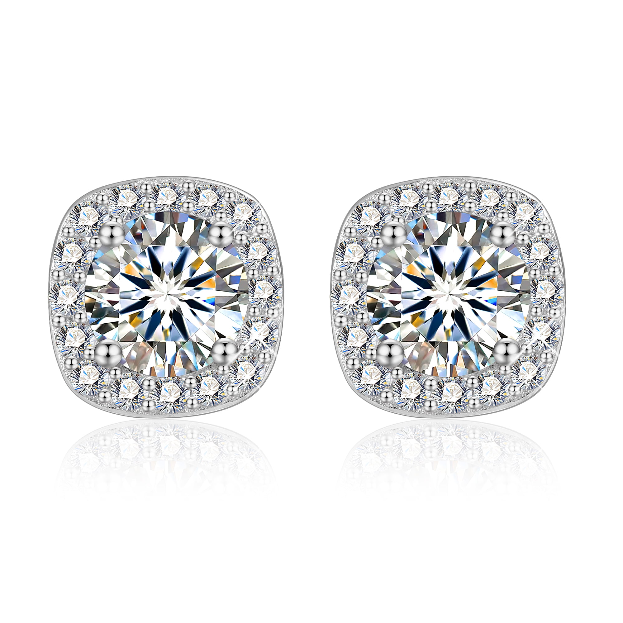 LANCHARMED Moissanite Earrings Stud for Women, 925 Sterling Silver White Gold Plated 1-2 Carat Lab Created Diamond Earring Jewelry Gifts for Women