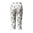 thumbnail image 5 of Bigersell Elastic Waist Capris for Women Crop Pants Womens Capris Pants for Summer Floral Printed Lightweight Capris Pants for Women Yoga Capris Leggings Side Drawstring White-V S, 5 of 5