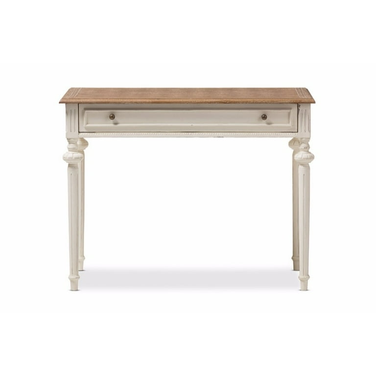 Baxton Studio Marquetterie French Provincial Weathered Oak and Whitewash Writing Desk Baxton Studio Marquetterie French Provincial Weathered Oak and Whitewash Writing Desk