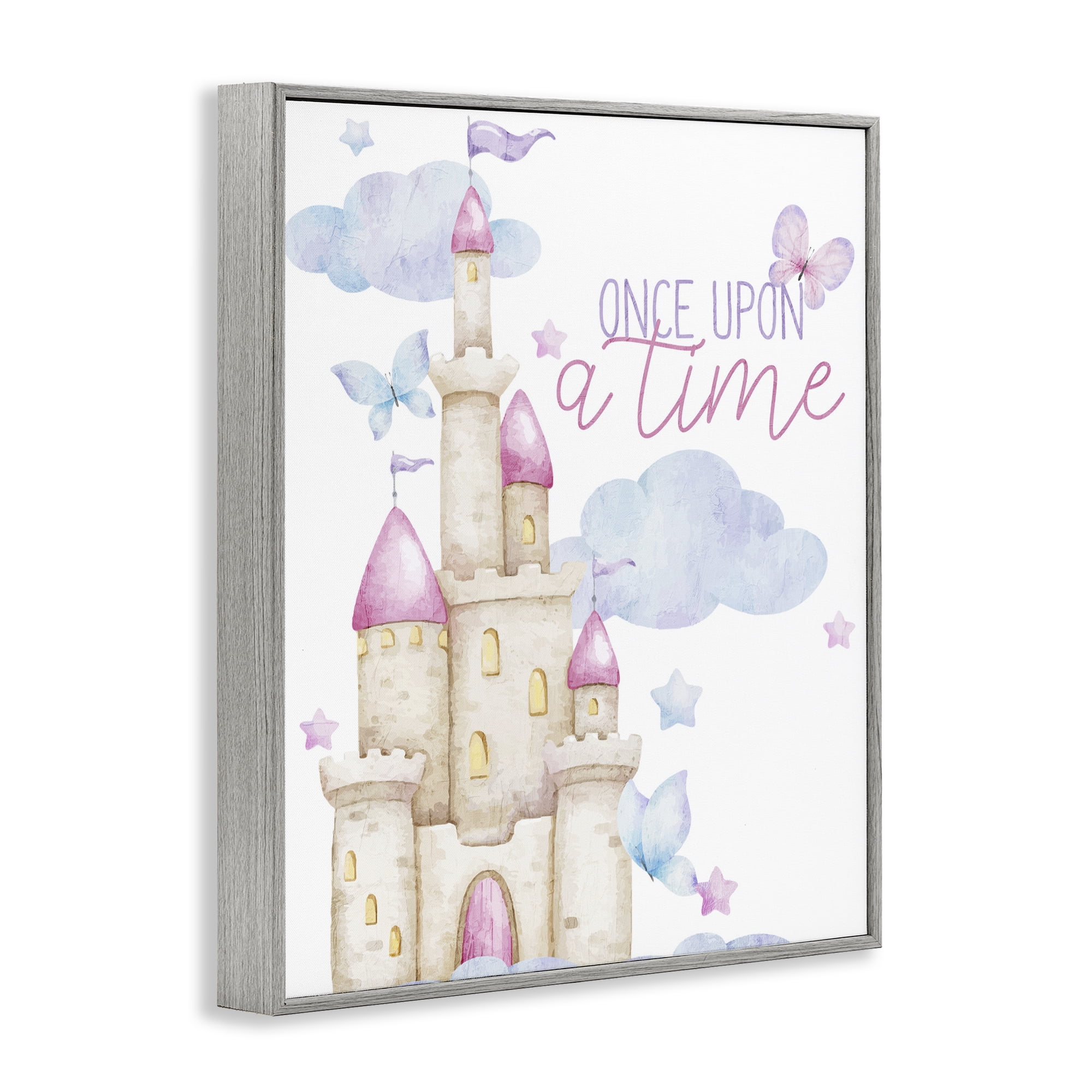 Once Upon A Time Castle Gray Framed Giclee Art, design by Kim Allen