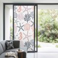 thumbnail image 2 of Non-Adhesive Static Cling Window Tint, Orange Grey Coastal Window Privacy Film Frosted, Summer Beach Coral Shell Ocean Insulated Windows Frosted Films for Living room, 35.4 x 78.7 Inches, 2 of 9