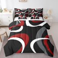 thumbnail image 1 of Erosebridal Black and White Red Bedding Sets Full Size, Abstract Line Comforter Sets with Sheets, Geometry Home Decor Lightweight 7pcs, 1 of 5