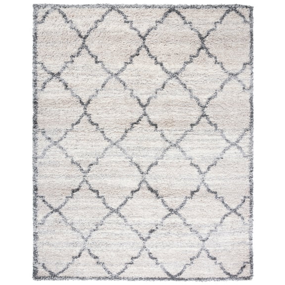 SAFAVIEH Fontana Mitre Diamond Shag Area Rug, Ivory/Grey, 6'7" x 9'