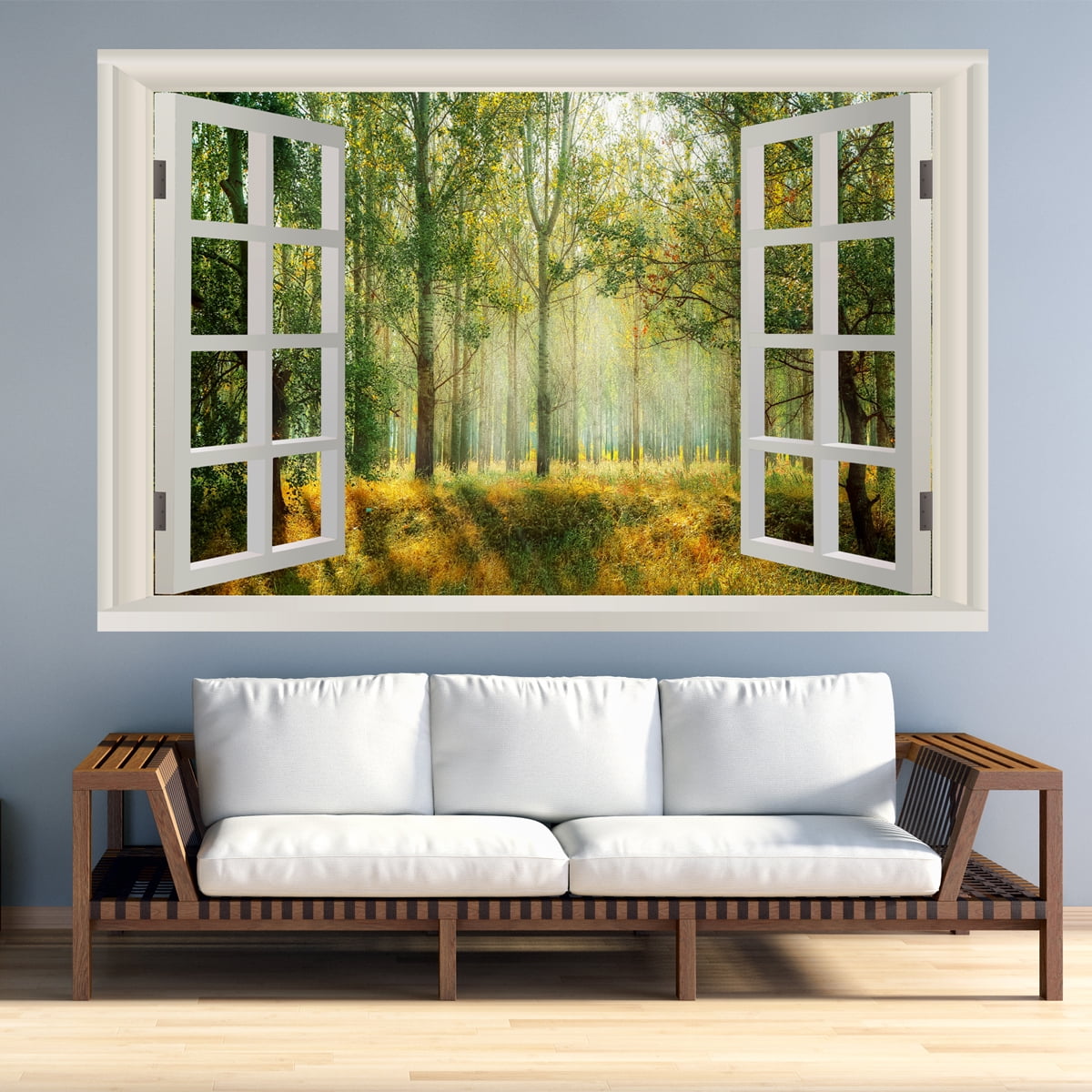 3D Curtain Window View Island Art Wall Sticker Living Room Bedroom Decal Trend 