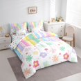 thumbnail image 3 of Castle Fairy Kids Children Colorful Groovy Flowers Twin Bedding Sets 7-Piece,Cartoon Geometric Stripes Bedding Comforter Set Microfiber,Pink Polka Dots Breathable Sheet Sets,Ultra Soft Home Decor, 3 of 8