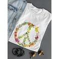 thumbnail image 3 of Smartprints Womens Graphic Tee - Floral Peace And Love Sign - Regular Fit 100% Cotton, 3 of 4