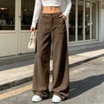 thumbnail image 7 of WULMLEO Womens Corduroy Pants Low Rise Wide Leg Cargo Bottoms Casual Baggy Lounge Tousers Office Business Work Pant with Pockets Coffee XL, 7 of 7