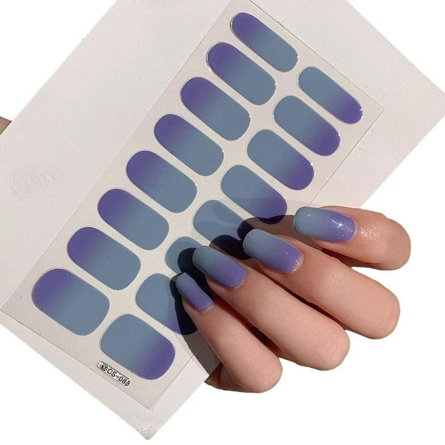 16 Pcs/Set Gradient Semi-Cured Gel Nail Strips Patch Waterproof Adhesive Wraps Full DIY