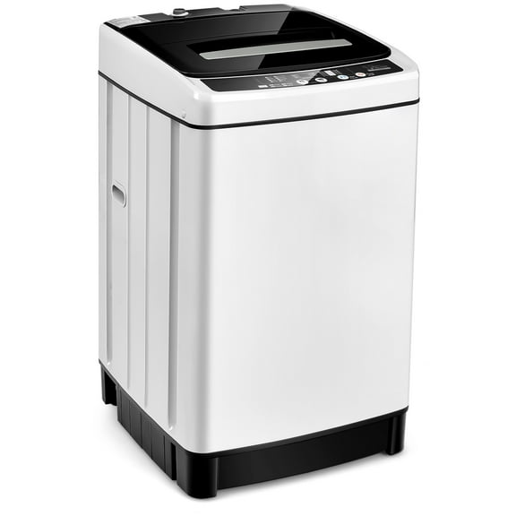 Gymax Machine à Laver Compacte Entièrement Automatique pour Lessive, Capacité de 11 Lb, Blanche