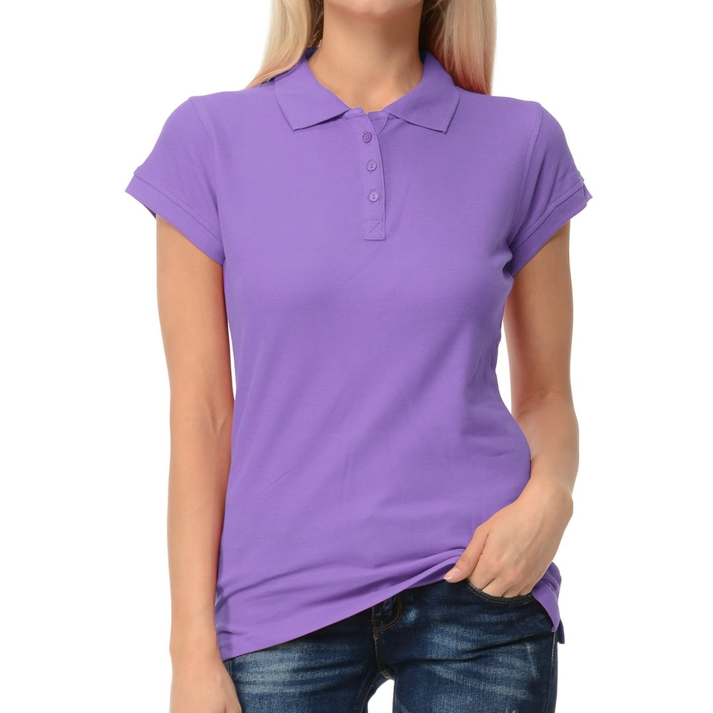 Basico Basico Lavender Polo Collared Shirts For Women 100 Cotton