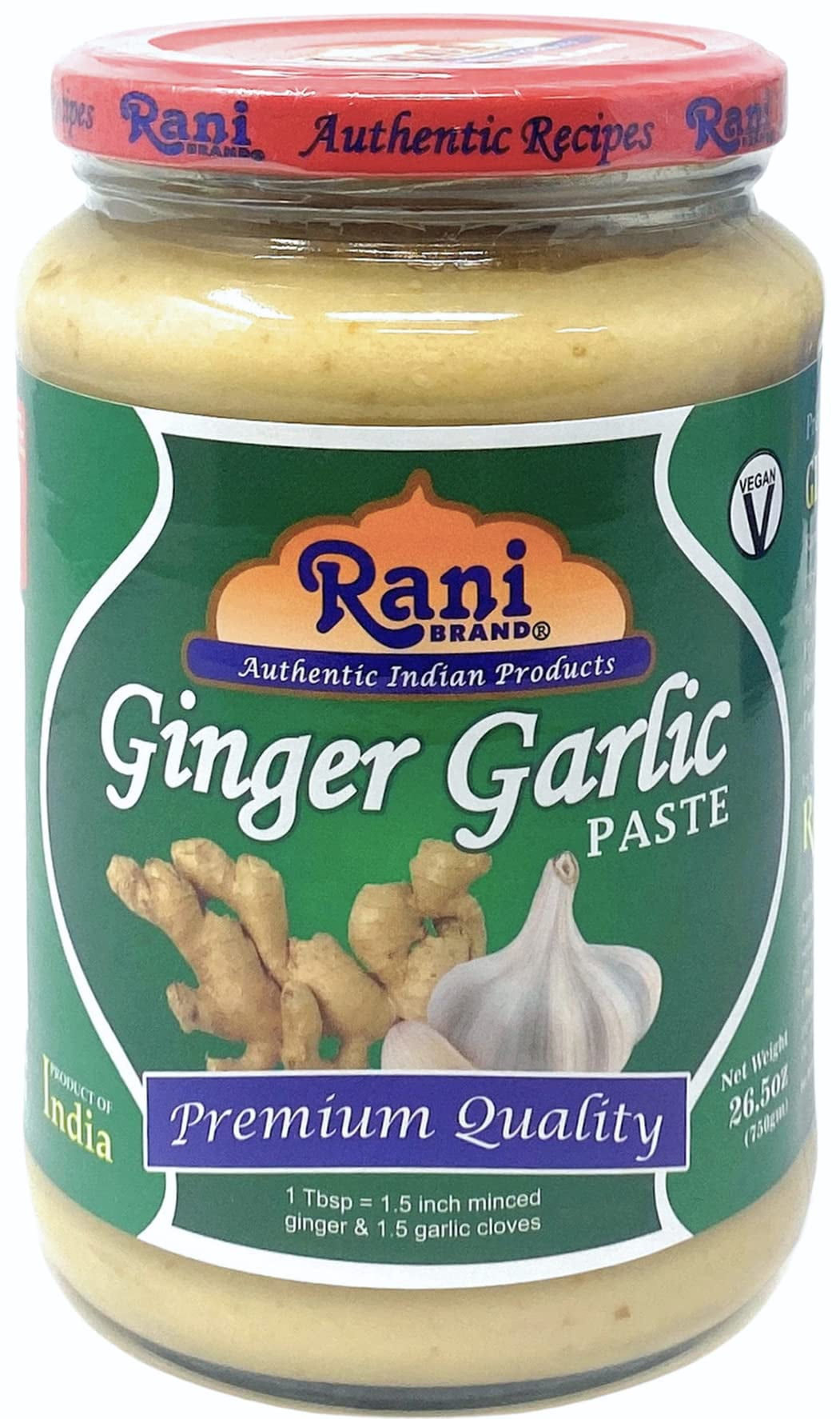 Rani Ginger Garlic Cooking Paste 26.5oz (750g) Glass Jar, Pack of 5+1 FREE ~ Vegan | Gluten Free | NON-GMO | No Colors | Indian Origin