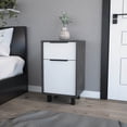 thumbnail image 4 of Knubmt Wood Beside Table Nightstand with 1 Drawer and 1 Cabinet, Gray + White, 4 of 7