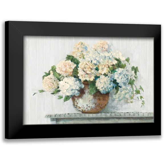 Rowan, Carol 14x11 Black Modern Framed Museum Art Print Titled - White Hydrangea Cottage
