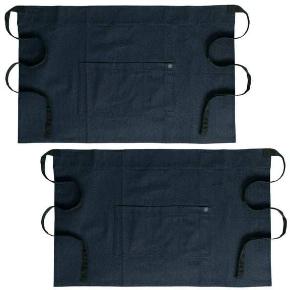 2-PACK Chef Code 24" Denim Waist Apron with Large 3-section Pocket