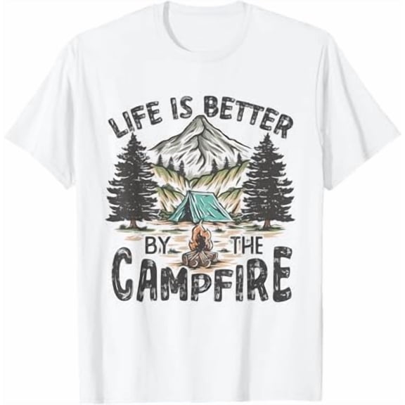 Greenink Vintage Retro Life is Better Around The Campfire Camping T-Shirt