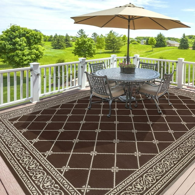 Outdoor Rug for Patio xft Portable Plastic Straw Rug Outdoor Carpet Foldable Reversible Mat Outside Carpet for Rv Balcony Deck Porch Picnic Beach Camping