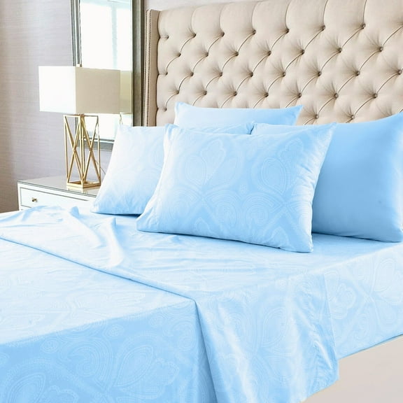 Deep Pocket 6 Piece Bed Sheets Set 1800 Count Luxury Comfort Paisley Sheet Set