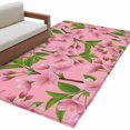 thumbnail image 2 of Spring Floral Washable Area Rugs 2.7'x5', Watercolor Flower Green Leaves Pink Background Low Pile Throw Living Room Rug Non-Slip Sturdy Edge Binding Carpet for Indoor Entryway Bedside Kitchen, 2 of 9
