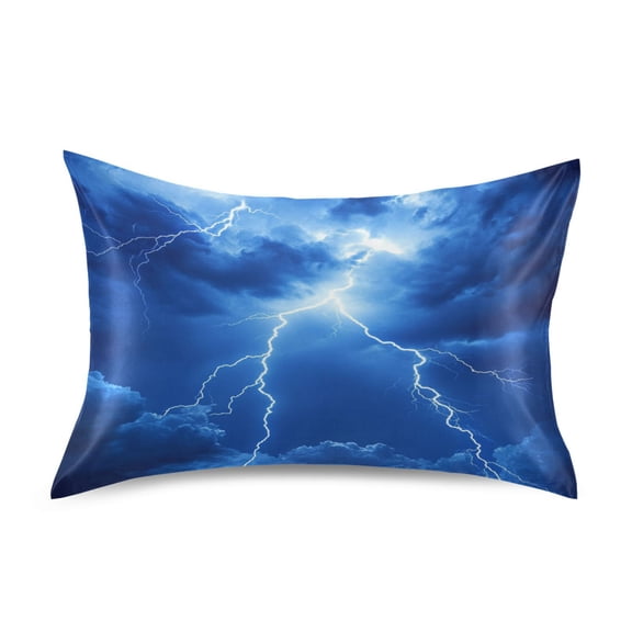 Satin Pillowcase Soft and Smooth Pillow Case for Hair and Skin Blue Tone Lightning