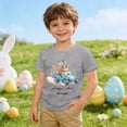thumbnail image 2 of Boys' Girls' Easter Personalized Cartoon Rabbit Print Short Sleeve T Shirt Top Grey 2Y-3Y, 2 of 7
