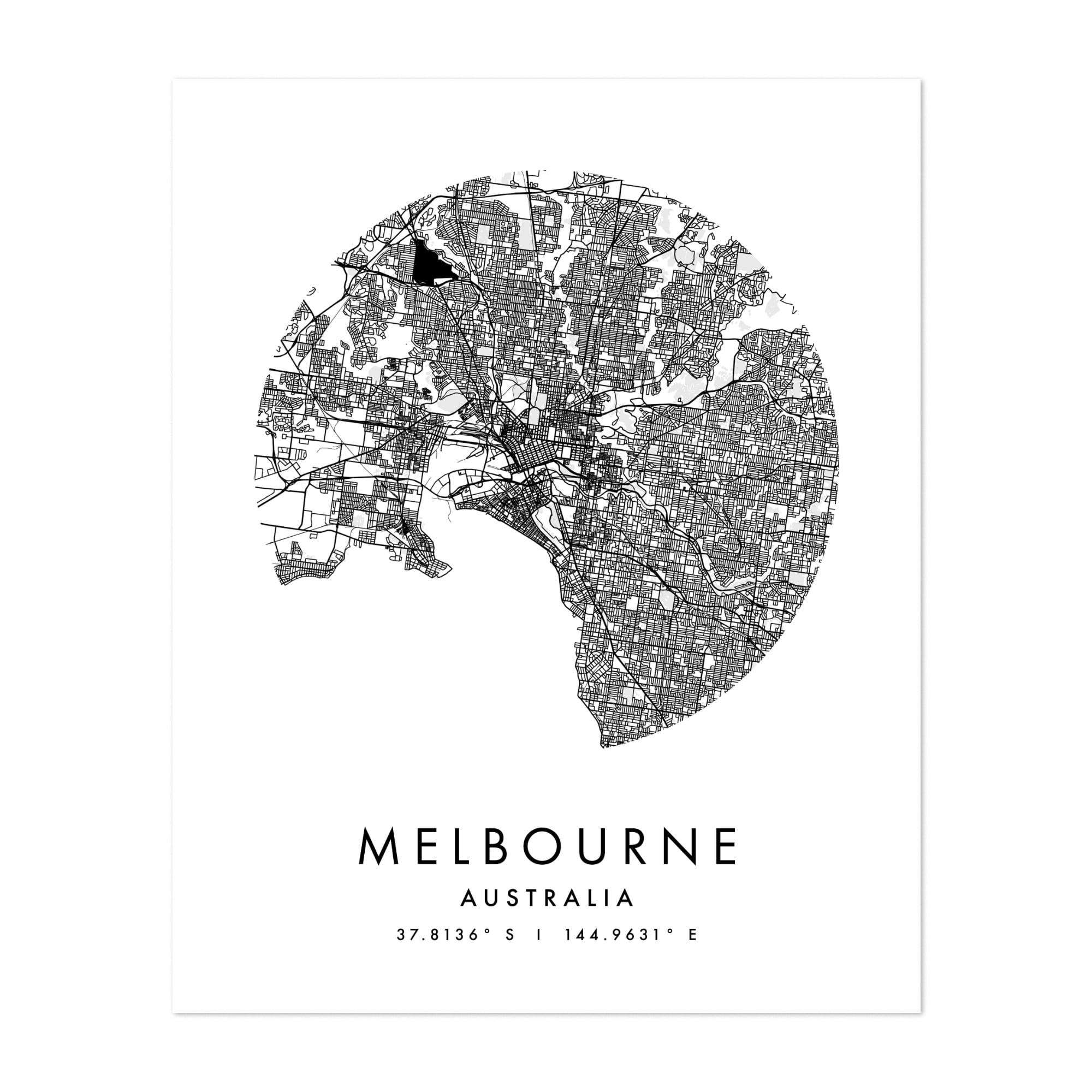 Minimalist map print of Melbourne Australia Digital Prints Prints etna
