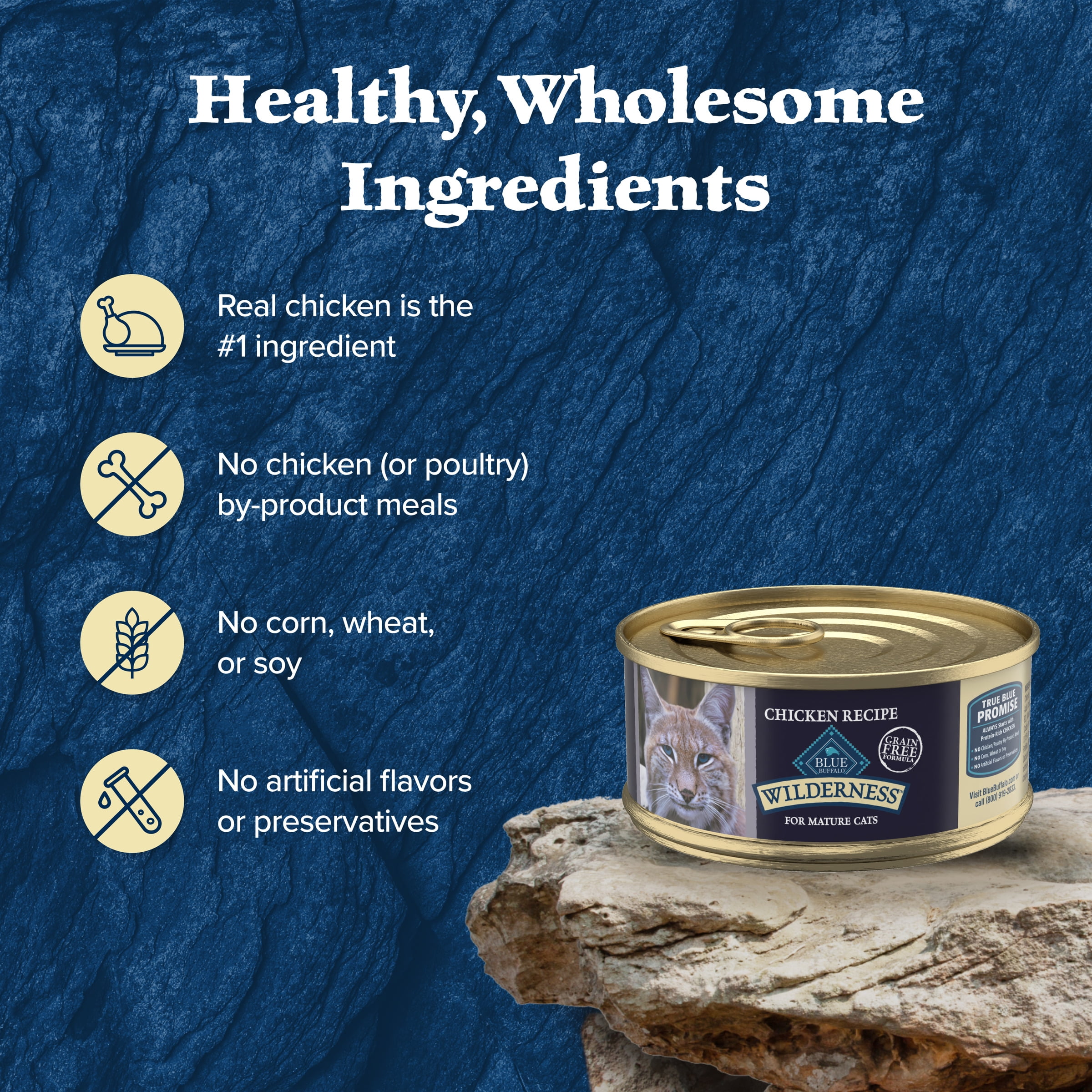 12 pack) Blue Buffalo Wilderness High-Protein Adult Cat 7+ Wet Food,  Chicken, 5.5-oz Can - Walmart.com