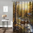 thumbnail image 2 of Pratyus Deer Woods Cabin Modern Waterproof Shower Curtain for Country Cottage & Farmhouse Bathroom Decor with Hooks Set 60x72, 2 of 7