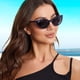 thumbnail image 2 of Gafas de Sol VIVIENFANG Retro Polarizadas Ojo de Gato Azul Marino VF2219D, 2 of 7