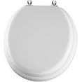 MAYFAIR Soft Toilet Seat with Chrome Hinges, ROUND, Padded with Wood