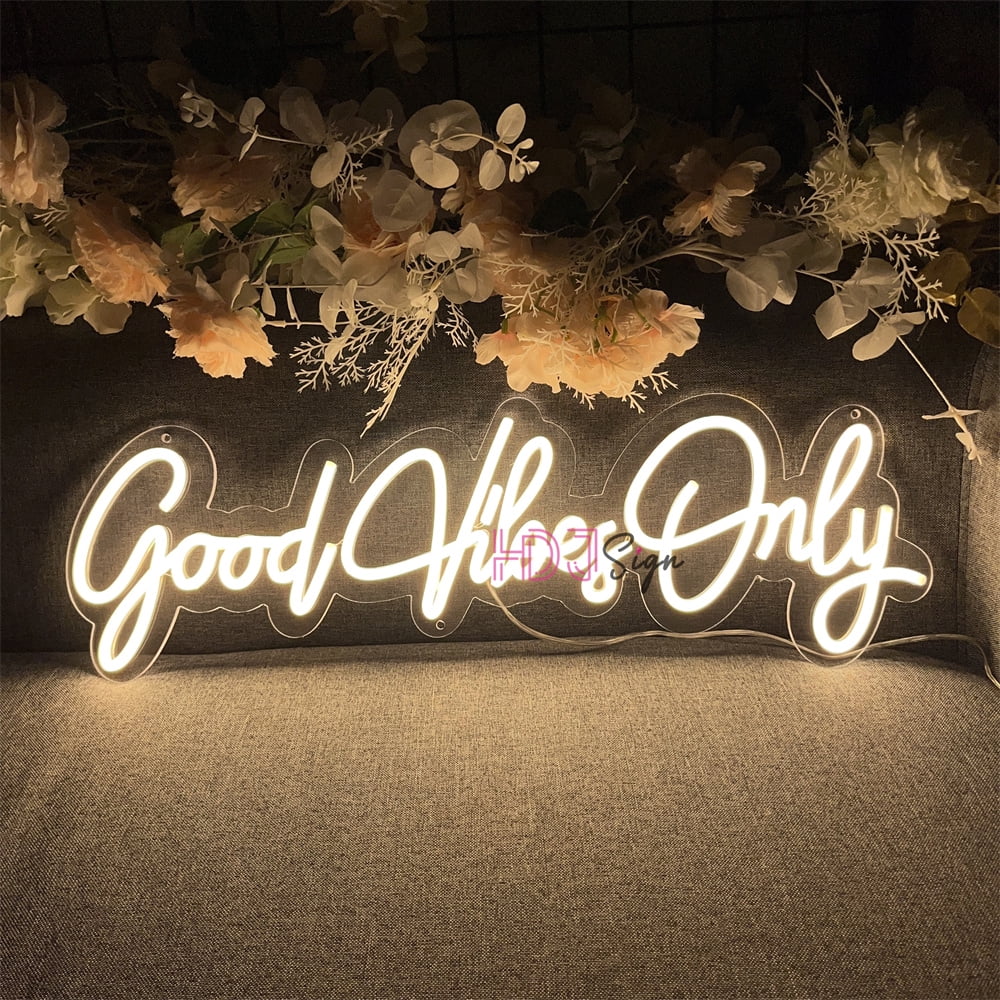 ZPL Good Vibes Only Neon Signs for Wall Decor, Neon Lights for Bedroom