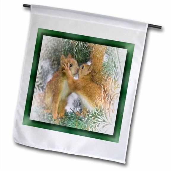 3dRose, Kissing Squirrels, 18 x 27 inch Garden Flag