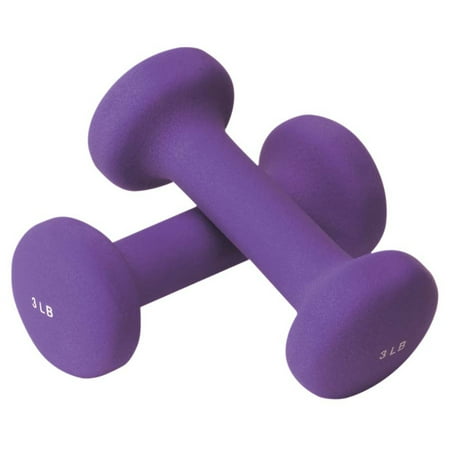 Valeo 3-Pound Pair Non-Slip Neoprene Purple Hand Weights For Fitness Training, Dumbbell Set Includes Exercise