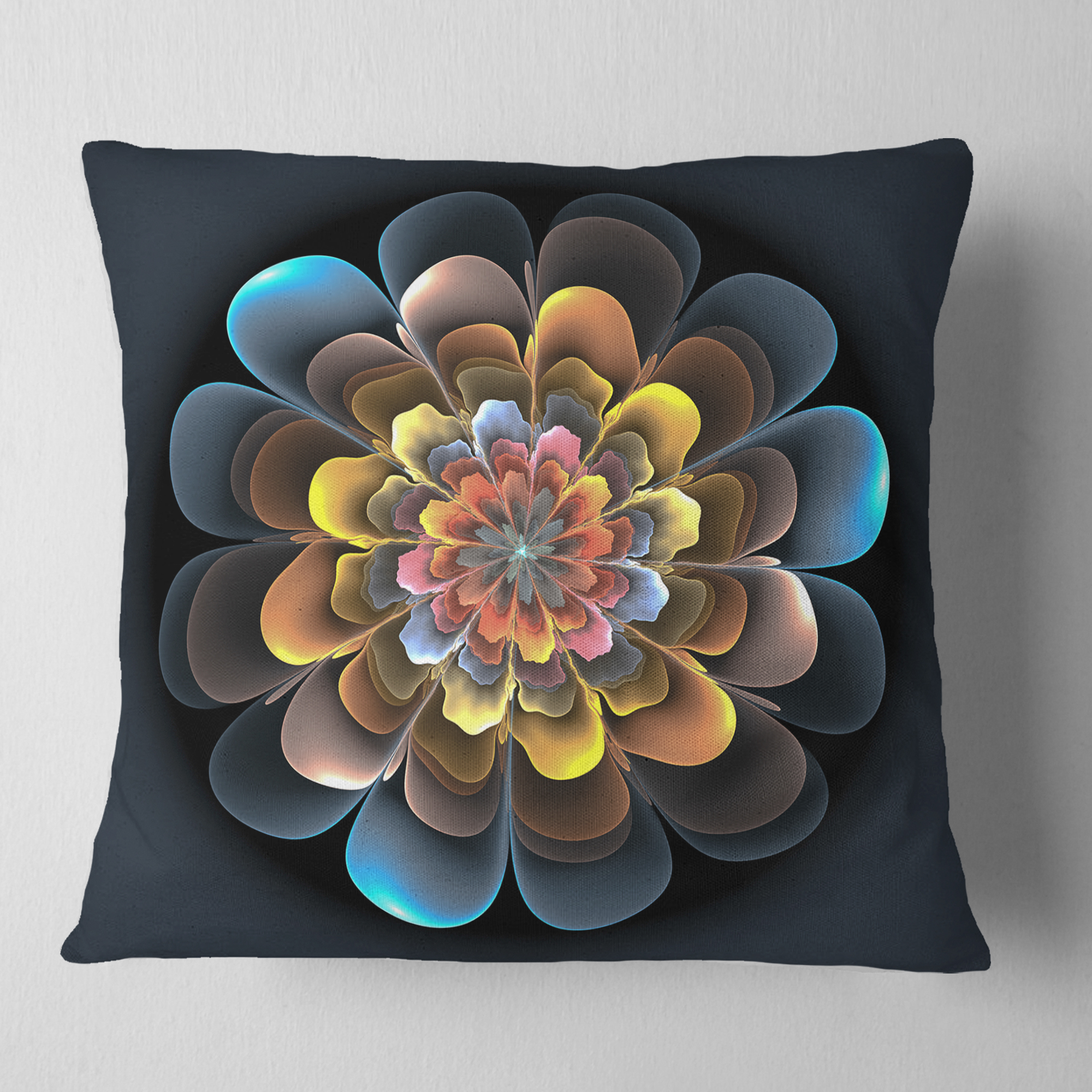 Designart Fractal Flower Macro Close up - Floral Throw Pillow - 18x18