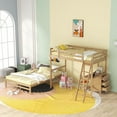 thumbnail image 3 of DEALTOPS Bunk Beds Twin Over Full Size with Built-in Desk and Three Drawers, Wooden Storage Bunk Beds with Removable Bottom Bed - Natural, 3 of 8