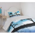 thumbnail image 4 of Ambesonne Nature Quilted Bedspread Set 2 Pcs, Man Dog Lake Tree Moon, Twin Size, Sky Blue Black White, 4 of 6