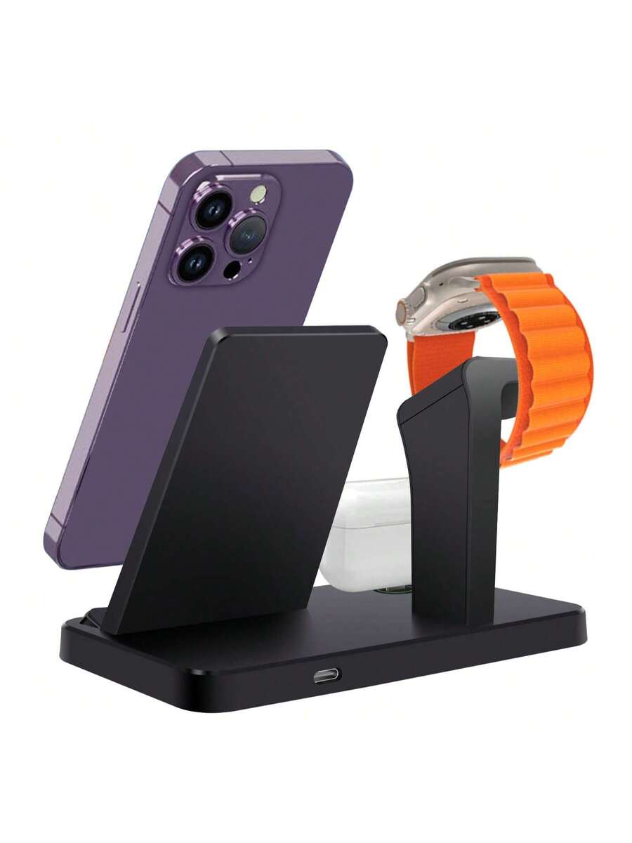 3 in 1 Wireless Charger Stand for iPhone 14-6, Apple Watch Ultra/SE/10-2, AirPods 4/3