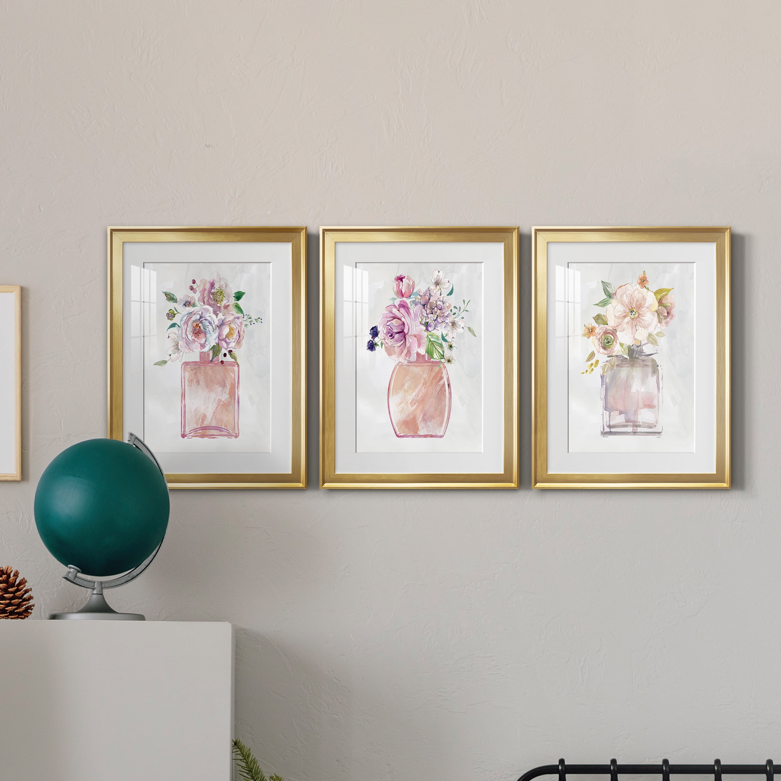 Fragrance of Summer I Premium Framed Prints Set of 3 - Ready to Hang - 22 x 30 Each - Gold Frame