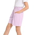 thumbnail image 4 of Zpanxa Girls Polyester Pants Solid Color High Waisted Loose Fit Wide Leg Pleated Style 7-8 Years, 4 of 6