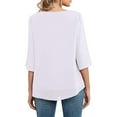 thumbnail image 4 of Guardoinrt Chemisier Femme en Chiffon Manches Mi-Longues Été Col Rond Décontracté Blanc L, 4 of 6