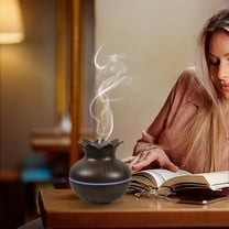 330ml Air Aromatherapy Humidifier for Bedroom Office & Essential Oil Diffuser, Home Wood Crain Decoration,Black