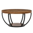thumbnail image 3 of Demi Bonn Wooden Coffee Table, 2-Tier Round Central Cocktail Table with Shelves for Living Room, Rustic Brown, 3 of 7