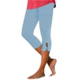 thumbnail image 2 of Women Capris High Waist Yoga Pants - Hollow Out Comfy Stretchy Seamless Leggings Workout Compression Capri Pants (Light Blue,S), 2 of 4